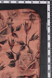 Red and Black Floral Branchwork Printed on Kiana Silk