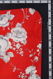 White Rose Pattern Digitally printed on Red Charmie Satin