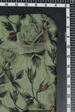 Red and Black Floral Branchwork Printed on Kiana Silk