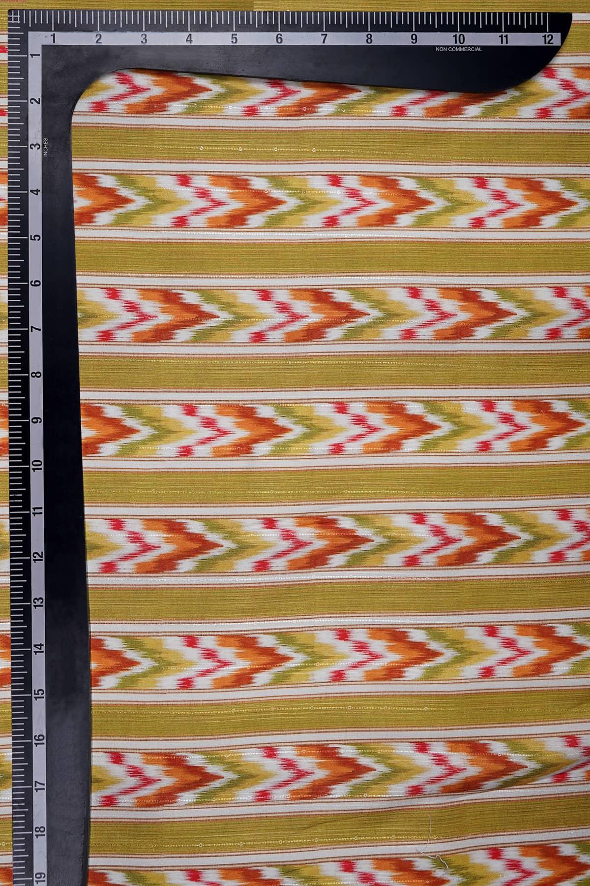 Yellow-Green Abstract Digital Print on Halley Silk - saraaha.com - Accessories, Casual, Digital Print, Festive, Halley silk, Home Decor, Kurtas, Kurtis, SILK, Skirts, Suits, Tops Dresses