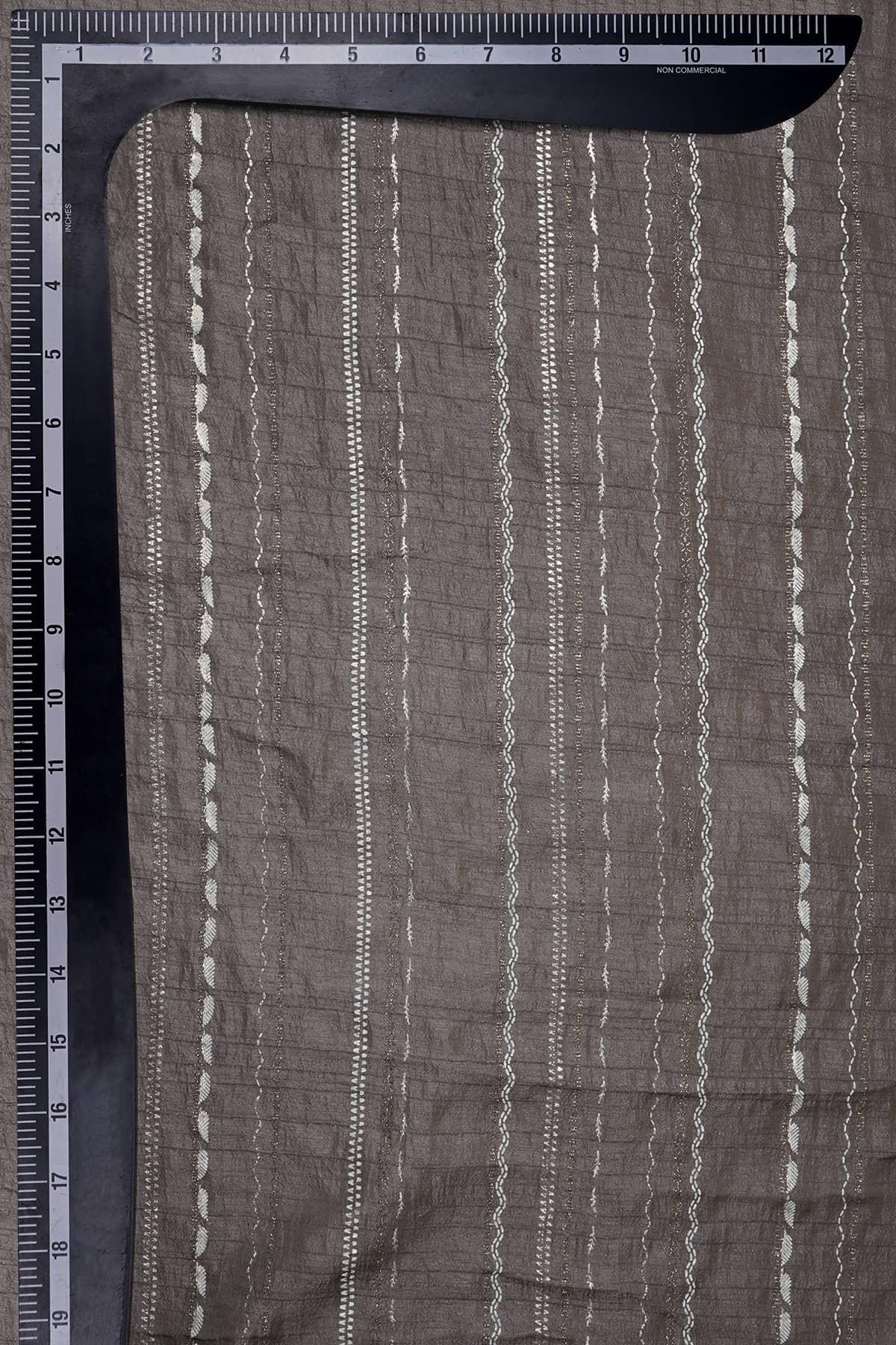 White Coloured Geometric Pattern Combined with Foil Work on Alina Silk - saraaha.com - Accessories, Alina silk, Festive, Kurtas, Kurtis, Screen Print, Screen Print Foil Work, SILK, Skirts, Suits, Tops Dresses, Trimmings
