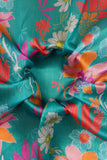 Abstract Tropical Floral Pattern Digitally Printed on Kiana Silk