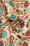 Magenta and Blue Vintage Suzani Pattern Digitally Printed on Halley Silk