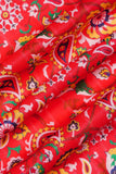 Red Paisley-Suzani Pattern Digitally Printed on Halley Silk