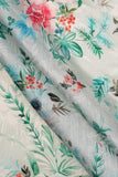 Blue Aquarelle Floral Pattern Digitally Printed on Kiana Silk