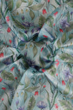 Blue Vintage Fern Garden Digitally Printed on Kiana Silk