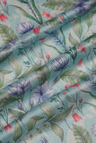 Blue Vintage Fern Garden Digitally Printed on Kiana Silk