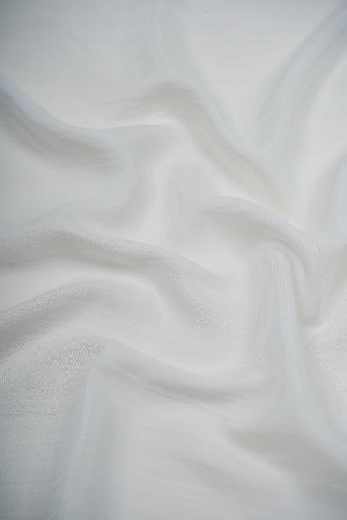 Plain White Dyeable Muslin Viscose Base 75 GLM - saraaha.com - Anarkali, Blouse, Casual, Casual wear, Crafts, Dupatta, Dyeable White, Formal Wear, Home Decor, Infant Wear, Kids wear, Kurta, Light Weight, Muslin, rayon, RFD, Saree, Shirt, Smooth feel, Soft, Summer, Summer Vibes, Upholestry, Viscose, Women Wear